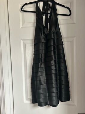 Vintage forever, 21 Black Satin Halter Tiered Cocktail Dress